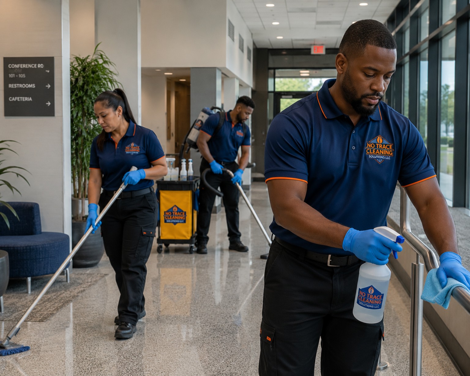 Facility cleaning team